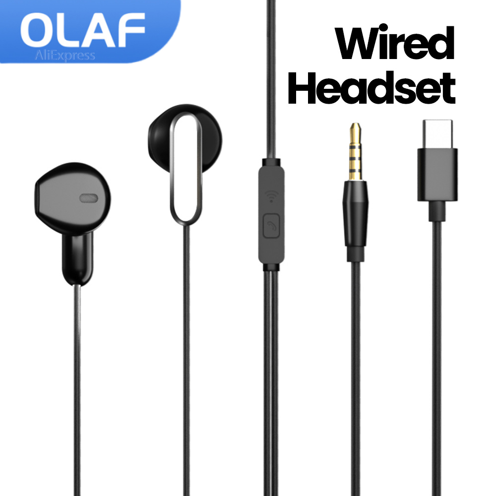 Type C Wired Earphones With Mic - OLAF In-ear Headphones Wired Earbuds DAC